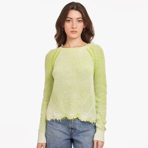 Autumn Cashmere Neon Inked Scallop Shaker Crew in Pistachio